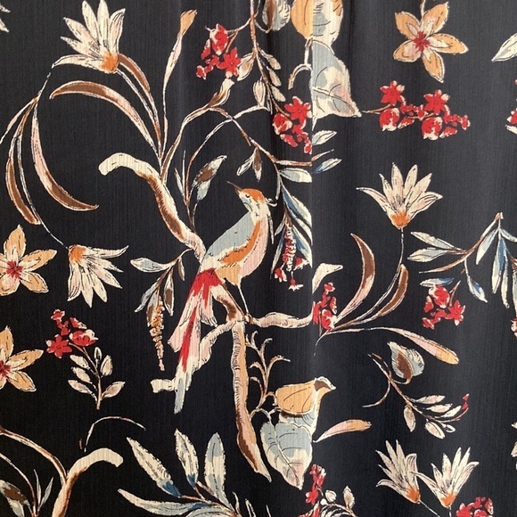 Anthropologie Maeve odetta black floral and bird print bell sleeve shirt - Picture 14 of 15